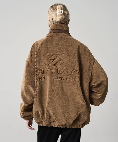 HARSH AND CRUEL(ハーシュアンドクルーエル)の「ジャガードボアフリース ハイネックブルゾン オーバーサイズ ユニセックス HC23W7OT06【Harsh and Cruel】(ブルゾン・メンズ・アイボリー/ブラウン・M/XL/L)」の20枚目の写真