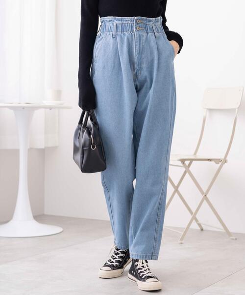 WEGO（ウィゴー）の「WEGO/【マルチサイズ】ウエストフリルマムデニムパンツ（デニムパンツ・レディース・ライトインディゴブルー/ブラック系その他/ホワイト・SMALL/MEDIUM/LARGE/X-SMALL）」の10枚目の写真