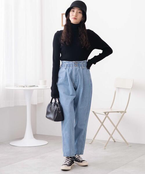 WEGO（ウィゴー）の「WEGO/【マルチサイズ】ウエストフリルマムデニムパンツ（デニムパンツ・レディース・ライトインディゴブルー/ブラック系その他/ホワイト・SMALL/MEDIUM/LARGE/X-SMALL）」の14枚目の写真