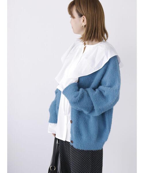 Lugnoncure(ルノンキュール)の「フェザーレギュラー丈前後着カーデ(カーディガン/ボレロ・レディース・ベージュ/ブラック/ブルー・F)」の1枚目の写真