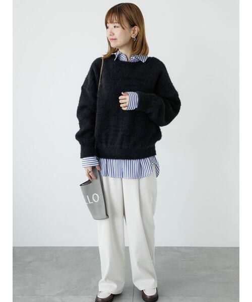 Lugnoncure(ルノンキュール)の「フェザーレギュラー丈前後着カーデ(カーディガン/ボレロ・レディース・ベージュ/ブラック/ブルー・F)」の9枚目の写真