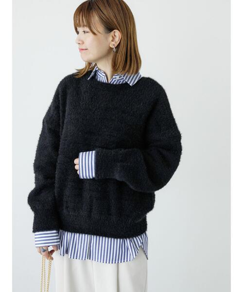 Lugnoncure(ルノンキュール)の「フェザーレギュラー丈前後着カーデ(カーディガン/ボレロ・レディース・ベージュ/ブラック/ブルー・F)」の8枚目の写真