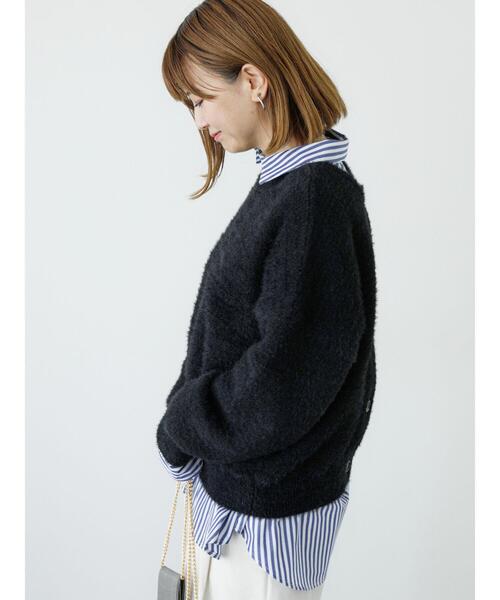 Lugnoncure(ルノンキュール)の「フェザーレギュラー丈前後着カーデ(カーディガン/ボレロ・レディース・ベージュ/ブラック/ブルー・F)」の7枚目の写真