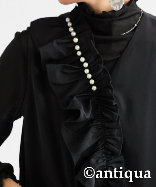 antiqua（アンティカ）の「フリルパールジレ（ベスト・レディース・ブラック・FREE）」の6枚目の写真