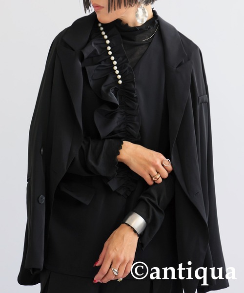 antiqua（アンティカ）の「フリルパールジレ（ベスト・レディース・ブラック・FREE）」の7枚目の写真