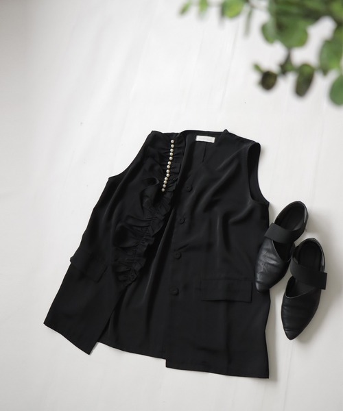 antiqua（アンティカ）の「フリルパールジレ（ベスト・レディース・ブラック・FREE）」の10枚目の写真