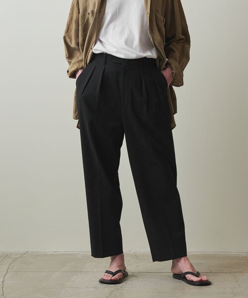 【美品】steven alan ツープリーツ パンツ　テーパード パンツ　Ｍ 美品】steven alan ツープリーツ パンツ テーパード パンツ M