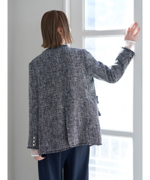 YECCA VECCA（イェッカヴェッカ）の「ノーカラーツイードジャケット②（その他アウター・レディース・ネイビー・FREE）」の10枚目の写真