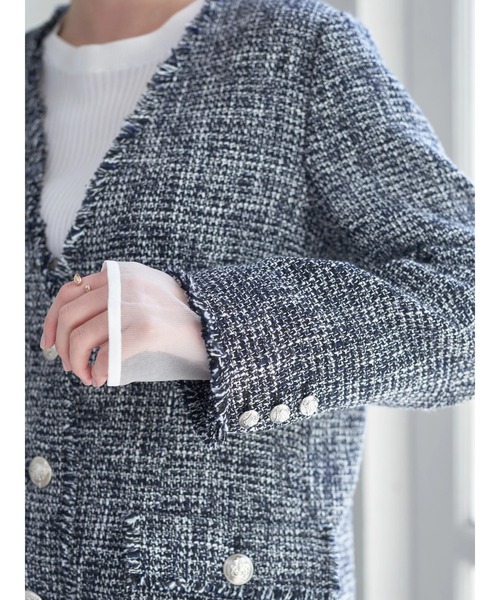 YECCA VECCA（イェッカヴェッカ）の「ノーカラーツイードジャケット②（その他アウター・レディース・ネイビー・FREE）」の15枚目の写真