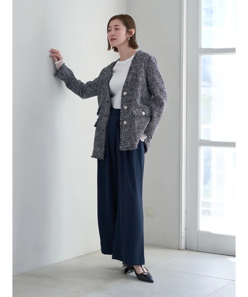 YECCA VECCA（イェッカヴェッカ）の「ノーカラーツイードジャケット②（その他アウター・レディース・ネイビー・FREE）」の11枚目の写真