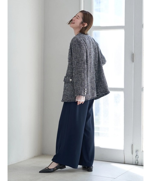 YECCA VECCA（イェッカヴェッカ）の「ノーカラーツイードジャケット②（その他アウター・レディース・ネイビー・FREE）」の7枚目の写真