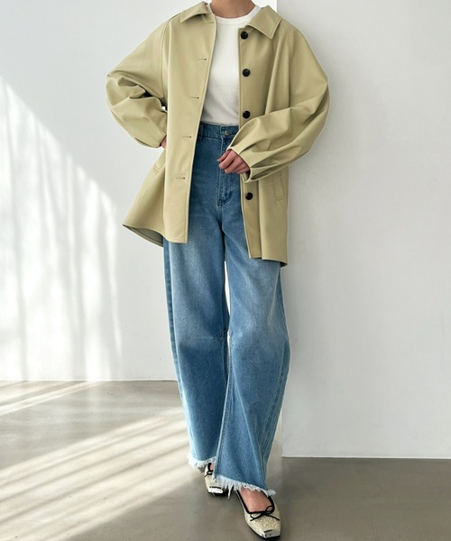 Olu.（オルドット）の「タックスリーブステンカラーコート（ステンカラーコート・レディース・グリーン系その他/アイボリー・FREE）」の7枚目の写真