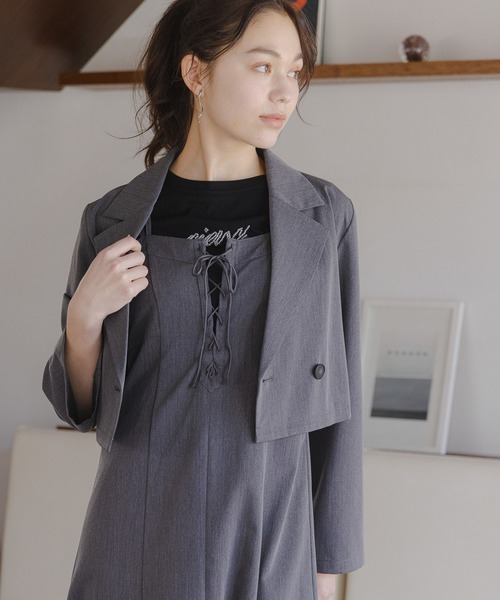 mysty woman（ミスティウーマン）の「アソートショートジャケット　108320（テーラードジャケット・レディース・ホワイト系その他/モカ/チャコールグレー・FREE）」の8枚目の写真