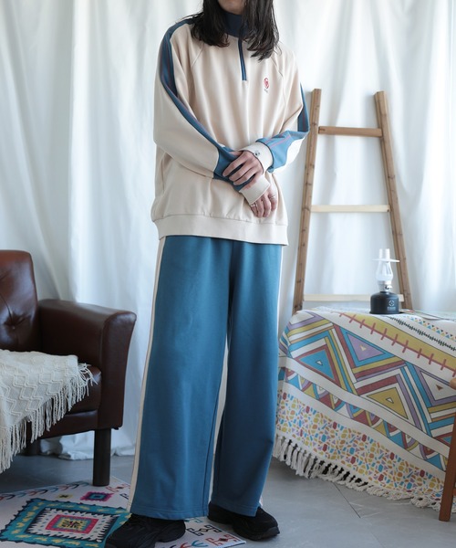 HOOK(フック)の「HOOK -original- 配色ワンポイント刺繍飾りステッチサイドラインハーフジップ セットアップ可能(スウェット・メンズ・ベージュ/ブラック/ブラウン/ライトベージュ・S/M/L/XL)」の17枚目の写真