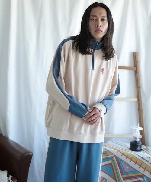 HOOK(フック)の「HOOK -original- 配色ワンポイント刺繍飾りステッチサイドラインハーフジップ セットアップ可能(スウェット・メンズ・ベージュ/ブラック/ブラウン/ライトベージュ・S/M/L/XL)」の18枚目の写真