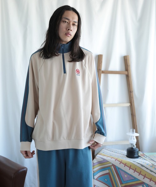 HOOK(フック)の「HOOK -original- 配色ワンポイント刺繍飾りステッチサイドラインハーフジップ セットアップ可能(スウェット・メンズ・ベージュ/ブラック/ブラウン/ライトベージュ・S/M/L/XL)」の19枚目の写真