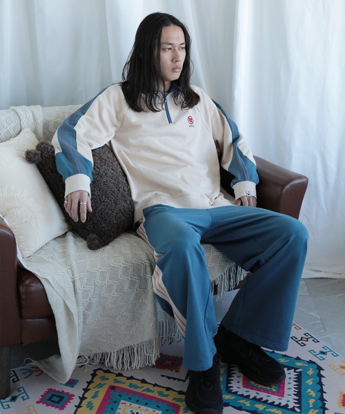 HOOK(フック)の「HOOK -original- 配色ワンポイント刺繍飾りステッチサイドラインハーフジップ セットアップ可能(スウェット・メンズ・ベージュ/ブラック/ブラウン/ライトベージュ・S/M/L/XL)」の22枚目の写真