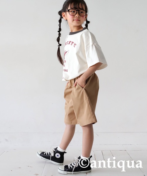 antiqua(アンティカ)の「タックハーフパンツ(その他パンツ・キッズ・ブラック/ピンク/ベージュ・130/120)」の2枚目の写真