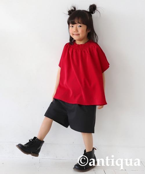 antiqua(アンティカ)の「タックハーフパンツ(その他パンツ・キッズ・ブラック/ピンク/ベージュ・130/120)」の4枚目の写真