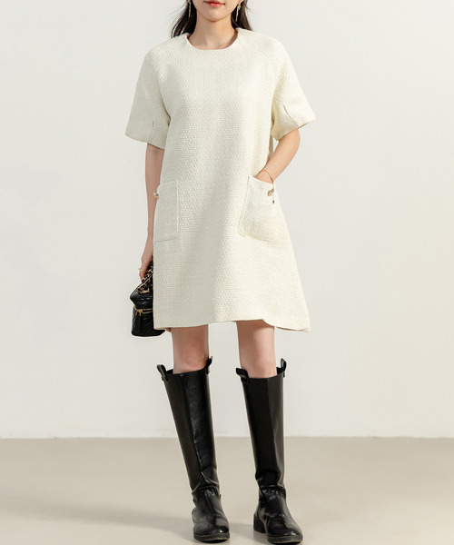 Dior 半袖ワンピース クリーム色 新品未使用タグ付き　最終値下げ バッククロスドットワンピース