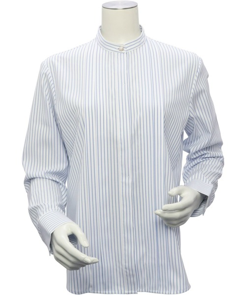 TOKYO SHIRTS（トウキョウシャツ）の「COFREX スタンドビジュー 長袖ブラウス レディースシャツ（シャツ/ブラウス・レディース・ブルー・S/M/L/LL）」の2枚目の写真