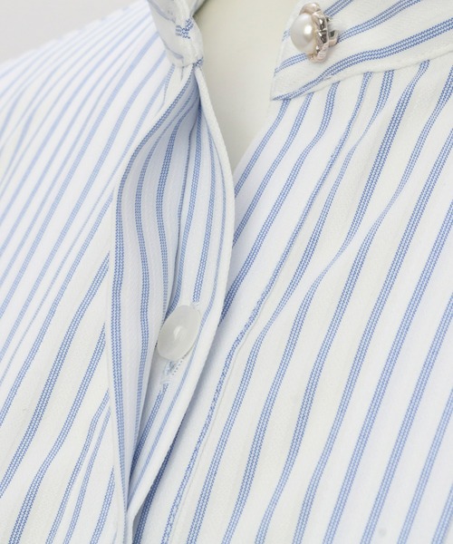 TOKYO SHIRTS（トウキョウシャツ）の「COFREX スタンドビジュー 長袖ブラウス レディースシャツ（シャツ/ブラウス・レディース・ブルー・S/M/L/LL）」の3枚目の写真