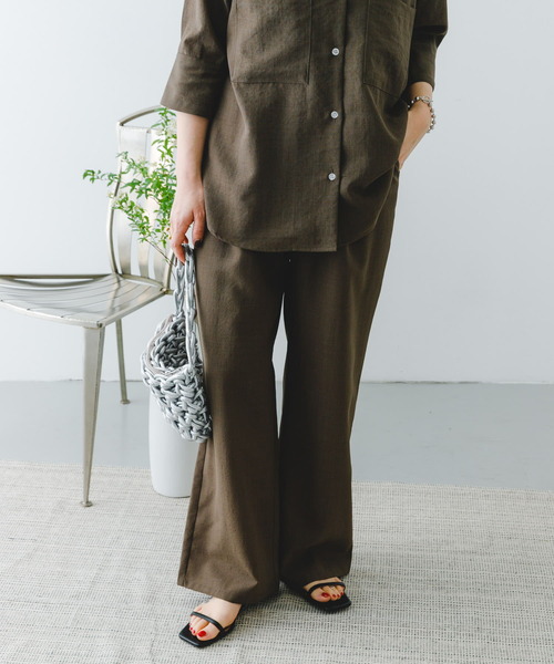 ITEMS URBANRESEARCH（アイテムズ アーバンリサーチ）の「『速乾/UVカット』『Sサイズあり』『セットアップ対応』イージーケアワイドパンツ（その他パンツ・レディース・ブラック系その他/チャコールグレー/モカ・SMALL/FREE）」の6枚目の写真