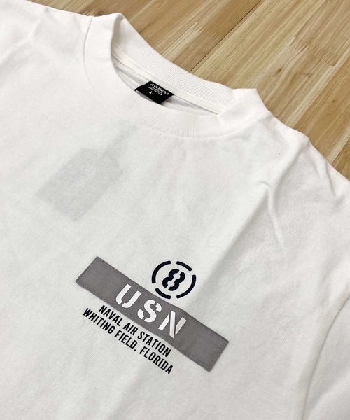 AVIREX（アヴィレックス）の「EIGHT BALLERS  STENCIL PATCH 半袖Tシャツ（Tシャツ/カットソー・メンズ・ホワイト/ブラック/セージグリーン・M/L/XL/XXL）」の5枚目の写真