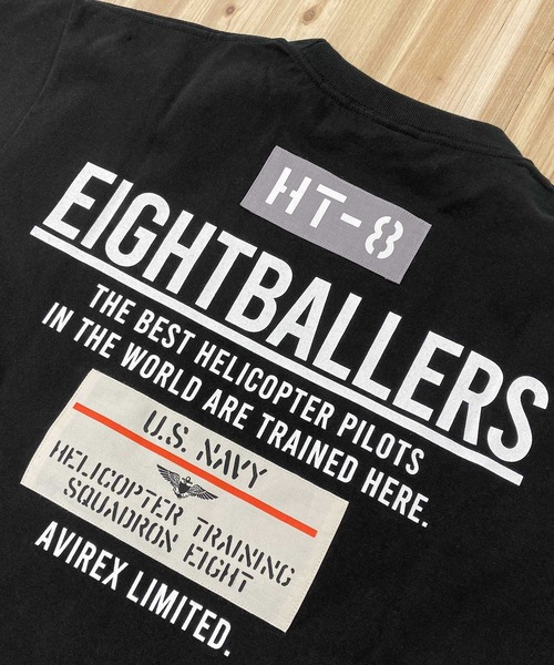 AVIREX（アヴィレックス）の「EIGHT BALLERS  STENCIL PATCH 半袖Tシャツ（Tシャツ/カットソー・メンズ・ホワイト/ブラック/セージグリーン・M/L/XL/XXL）」の9枚目の写真