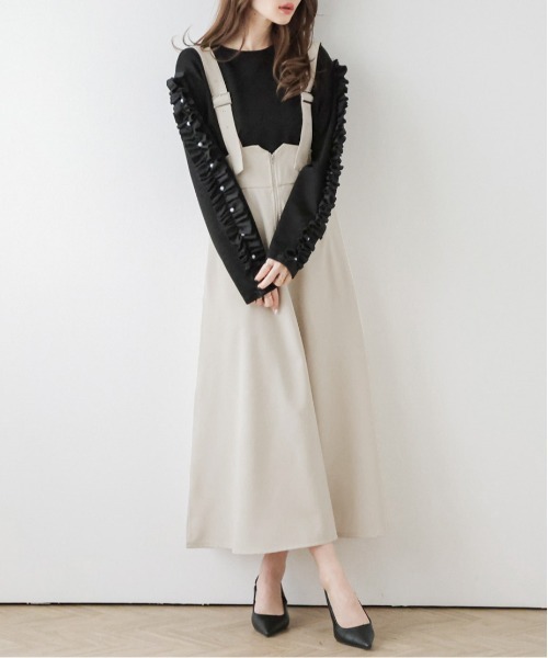 AMELY（エミリー）の「フロントジップジャンパースカート（ジャンパースカート・レディース・ブラック/ミント/ベージュ系/グレイッシュベージュ・フリー）」の15枚目の写真