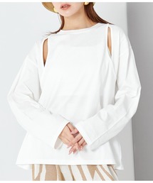 Settimissimo | ショルダースリット デザイン ロングTシャツ ロンT(Tシャツ/カットソー)