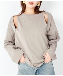 Settimissimo | ショルダースリット デザイン ロングTシャツ ロンT(Tシャツ/カットソー)