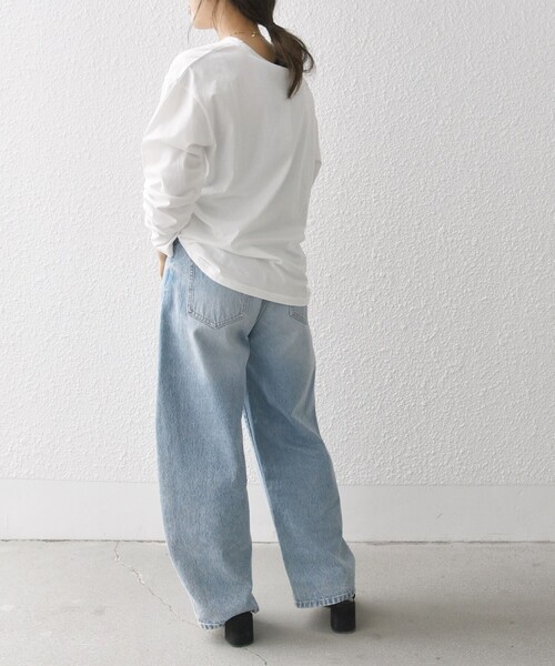 monmimi（モンミミ）の「【SHIPS any別注】MONMIMI: ロゴ プリント ロンTEE 24SS（Tシャツ/カットソー・レディース・チャコールグレー/ライトブルー/ホワイト/ピンク・ONE SIZE）」の6枚目の写真