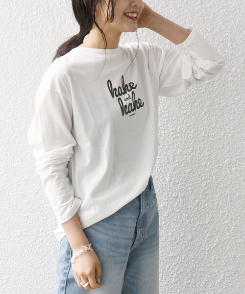 monmimi（モンミミ）の「【SHIPS any別注】MONMIMI: ロゴ プリント ロンTEE 24SS（Tシャツ/カットソー・レディース・チャコールグレー/ライトブルー/ホワイト/ピンク・ONE SIZE）」の7枚目の写真