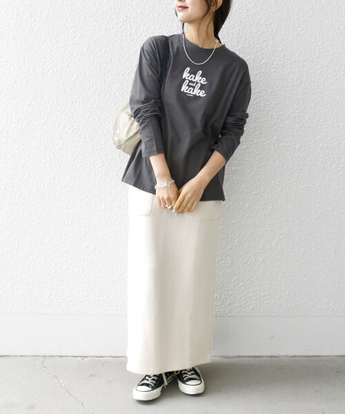 monmimi（モンミミ）の「【SHIPS any別注】MONMIMI: ロゴ プリント ロンTEE 24SS（Tシャツ/カットソー・レディース・チャコールグレー/ライトブルー/ホワイト/ピンク・ONE SIZE）」の9枚目の写真