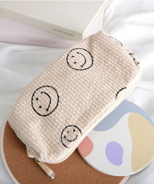 セール】【float】コーデュロイ スマイル ポーチ ペンケース（ポーチ