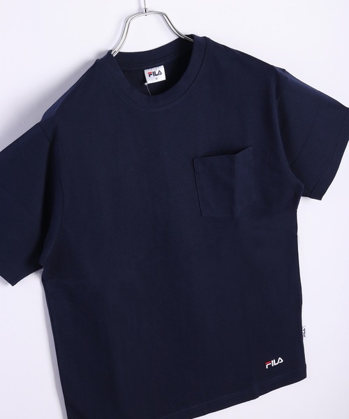 FILA(フィラ)の「FILA コットン100% ポケット付き半袖無地Tシャツ(Tシャツ/カットソー・メンズ・ネイビー/ホワイト/ブラック/グリーン・LL/L/M)」の4枚目の写真