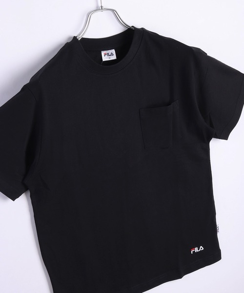 FILA(フィラ)の「FILA コットン100% ポケット付き半袖無地Tシャツ(Tシャツ/カットソー・メンズ・ネイビー/ホワイト/ブラック/グリーン・LL/L/M)」の2枚目の写真