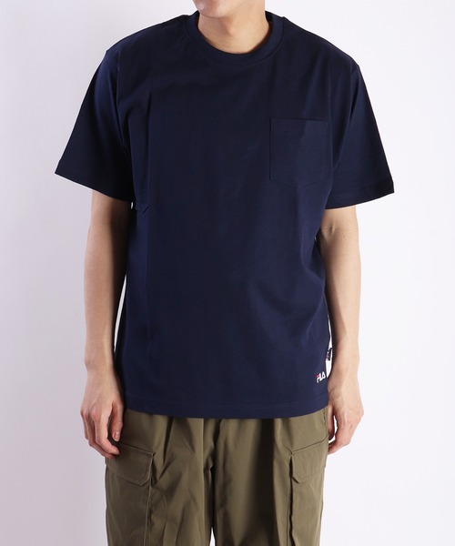 FILA(フィラ)の「FILA コットン100% ポケット付き半袖無地Tシャツ(Tシャツ/カットソー・メンズ・ネイビー/ホワイト/ブラック/グリーン・LL/L/M)」の19枚目の写真
