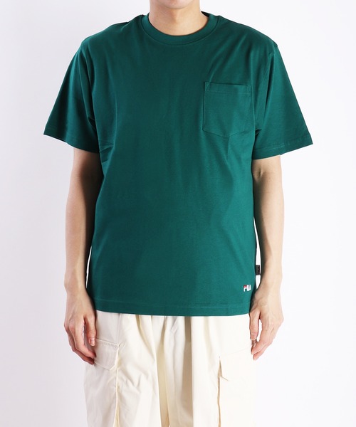 FILA(フィラ)の「FILA コットン100% ポケット付き半袖無地Tシャツ(Tシャツ/カットソー・メンズ・ネイビー/ホワイト/ブラック/グリーン・LL/L/M)」の14枚目の写真