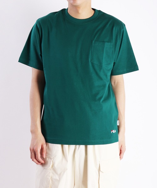 FILA(フィラ)の「FILA コットン100% ポケット付き半袖無地Tシャツ(Tシャツ/カットソー・メンズ・ネイビー/ホワイト/ブラック/グリーン・LL/L/M)」の15枚目の写真