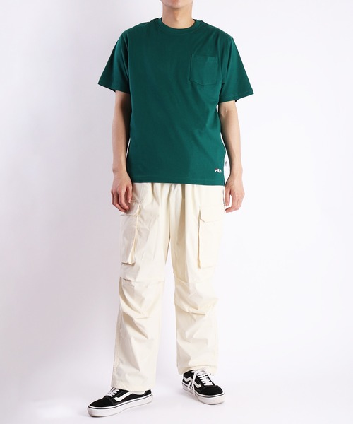 FILA(フィラ)の「FILA コットン100% ポケット付き半袖無地Tシャツ(Tシャツ/カットソー・メンズ・ネイビー/ホワイト/ブラック/グリーン・LL/L/M)」の16枚目の写真