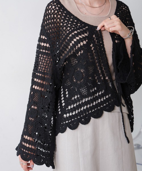 Bab（バブ）の「【大人気クロシェシリーズ】クロシェカーディガン（カーディガン/ボレロ・レディース・ブラック/モカ/A/ホワイト系その他・M）」の12枚目の写真