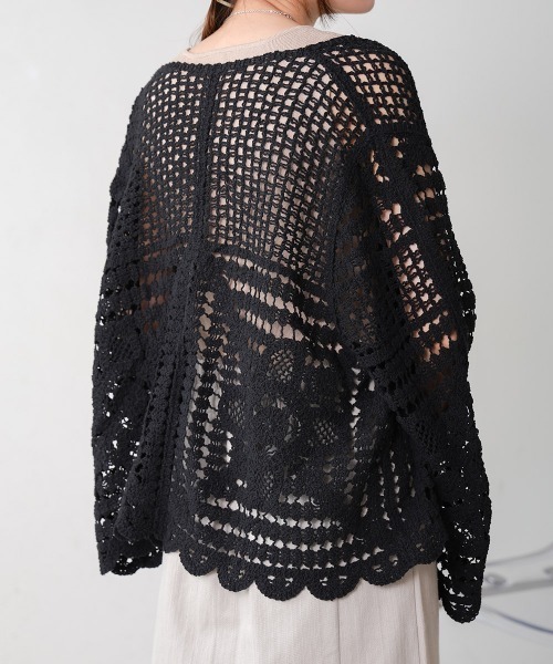 Bab（バブ）の「【大人気クロシェシリーズ】クロシェカーディガン（カーディガン/ボレロ・レディース・ブラック/モカ/A/ホワイト系その他・M）」の16枚目の写真