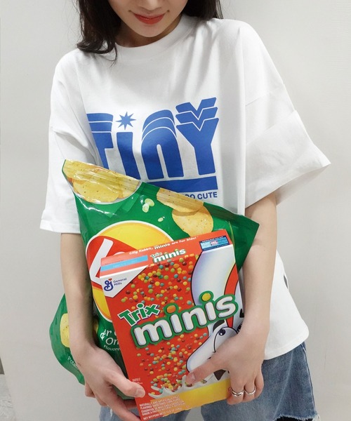 CORNERS（コーナーズ）の「TinyプリントTシャツ（Tシャツ/カットソー・レディース・オフホワイト/ピンク/ブルー/スミクロ/グレイッシュベージュ・FREE）」の8枚目の写真