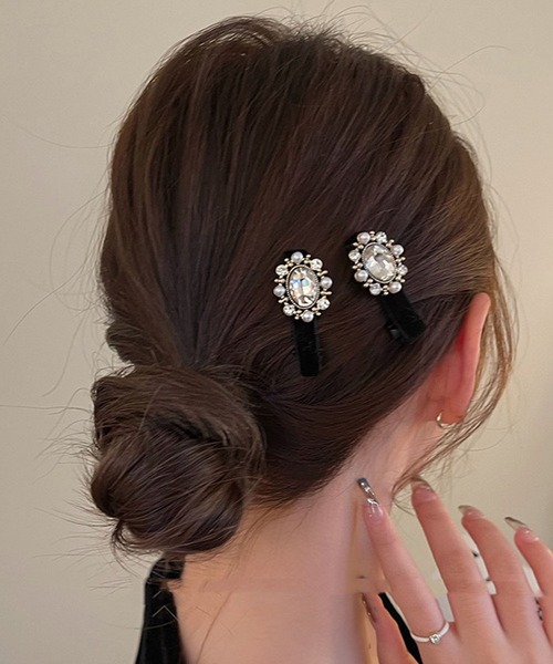セール】【2個セット】ビジュー クリップ（バレッタ/ヘアクリップ