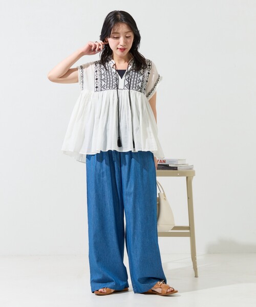 FREAK'S STORE(フリークスストア)の「限定展開 レーヨン デニム イージーパンツ(デニムパンツ・レディース・ネイビー/ブラック/ブルー・SMALL/MEDIUM)」の5枚目の写真