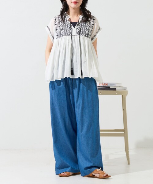 FREAK'S STORE(フリークスストア)の「限定展開 レーヨン デニム イージーパンツ(デニムパンツ・レディース・ネイビー/ブラック/ブルー・SMALL/MEDIUM)」の4枚目の写真