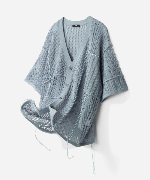 HARE（ハレ）の「スカシアミステッチニットカーディガン(HARE)（カーディガン/ボレロ・メンズ・グレー/ブルー/ブラック/ブラック系その他・FREE）」の4枚目の写真