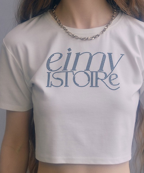 EIMY ISTOIRE(エイミーイストワール)の「eimyパールロゴフィットTシャツ(Tシャツ/カットソー・レディース・サックスブルー/ブラック/ホワイト×ブラック/ホワイト/グリーン/パープル/イエロー・FREE)」の18枚目の写真
